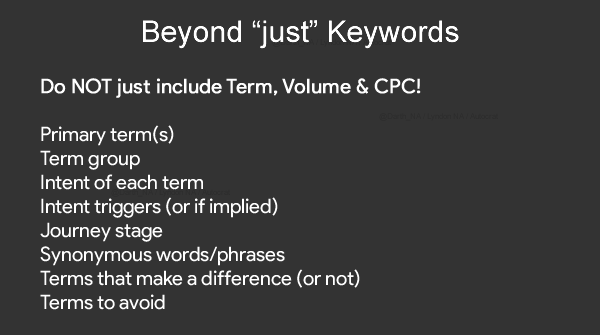 what to include in keywords