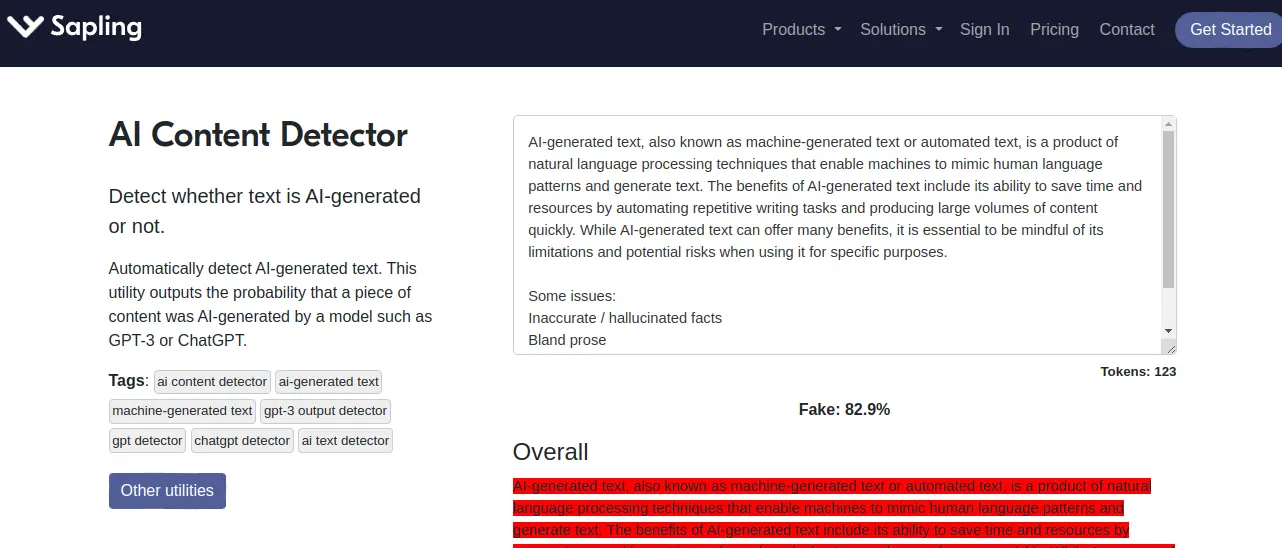 Sapling - AI Content detector