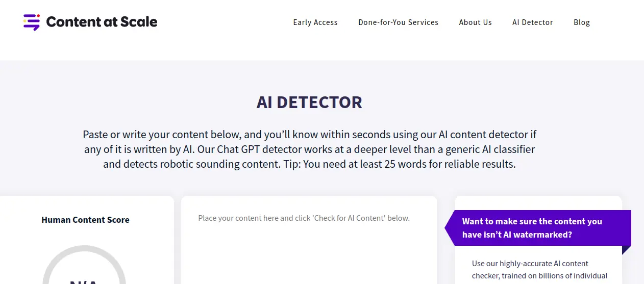 content at scale- Chat GPT Detector