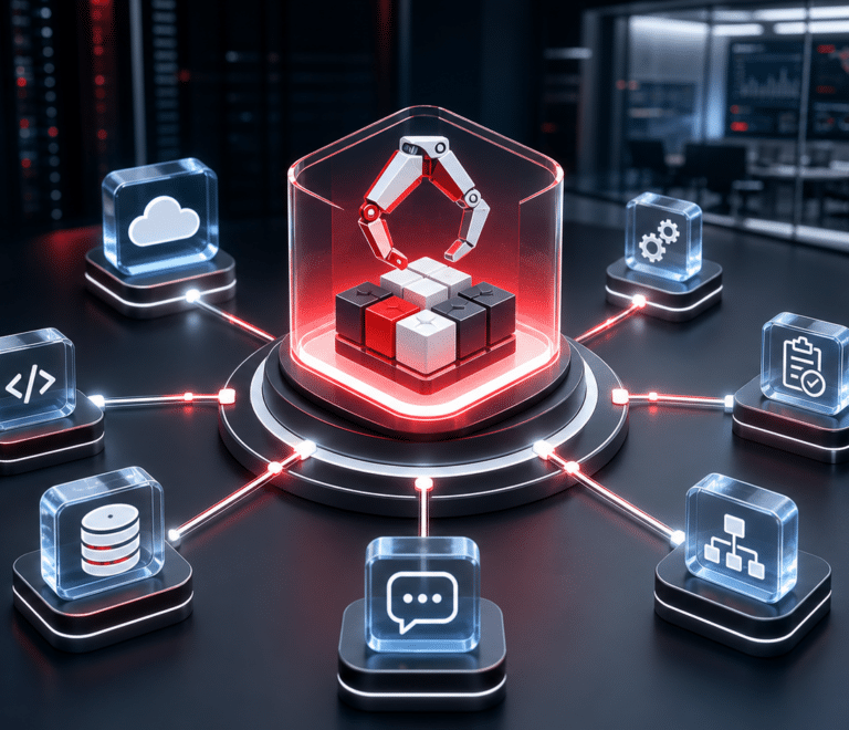 OpenClaw strategy illustration showing AI agent workflows connected to cloud, code, data, messaging, and governance controls.
