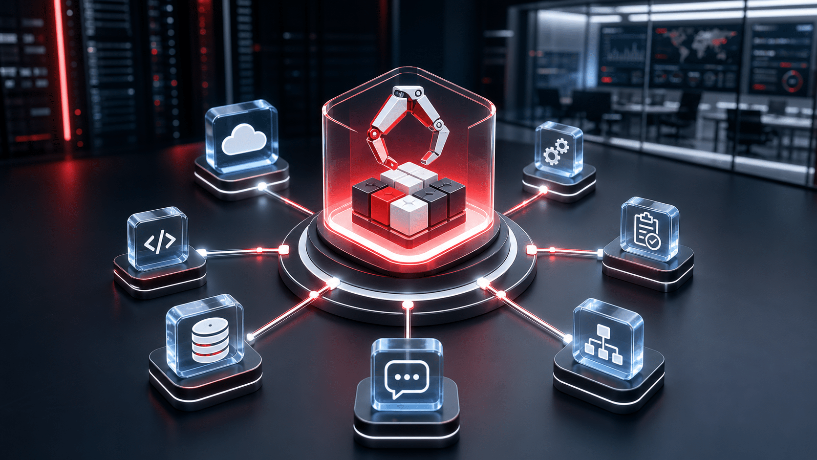 OpenClaw strategy illustration showing AI agent workflows connected to cloud, code, data, messaging, and governance controls.